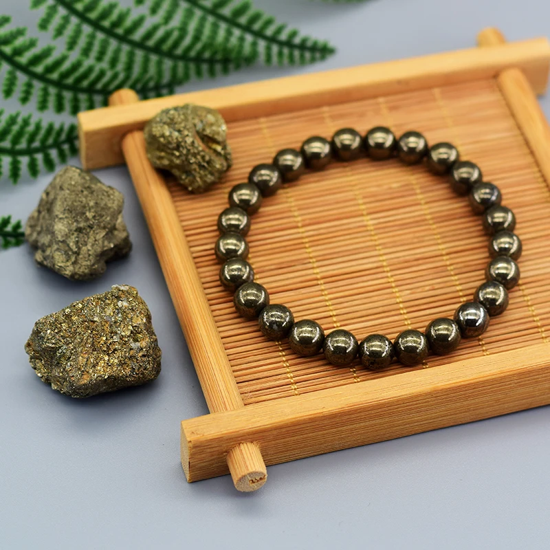 Original Natural Pyrite Energy Beads Bracelets Men Women Natural Hematite Bracelets Slimming Health Care Exquisite Jewelry Gift