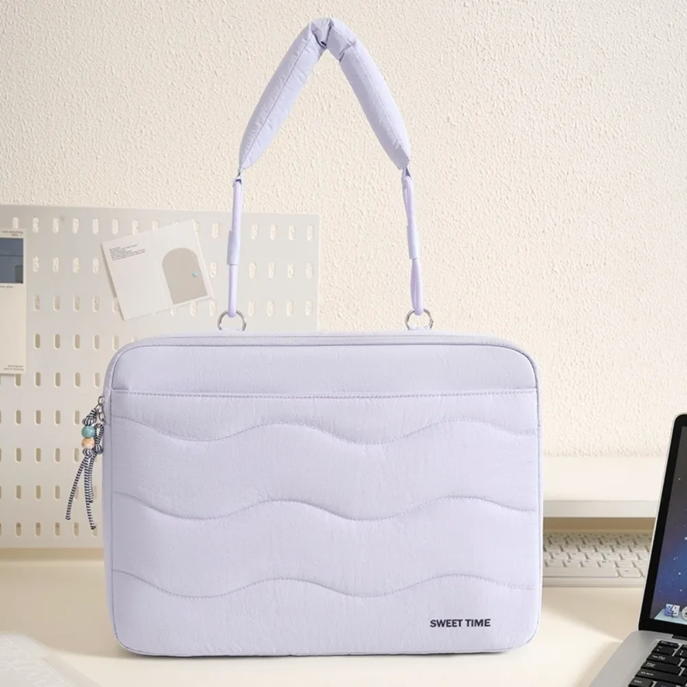 Portable Laptop Shoulder Bag Soft Padded Quilted Laptop Sleeve Shockproof Thickened Lining Laptop Carrying Case
