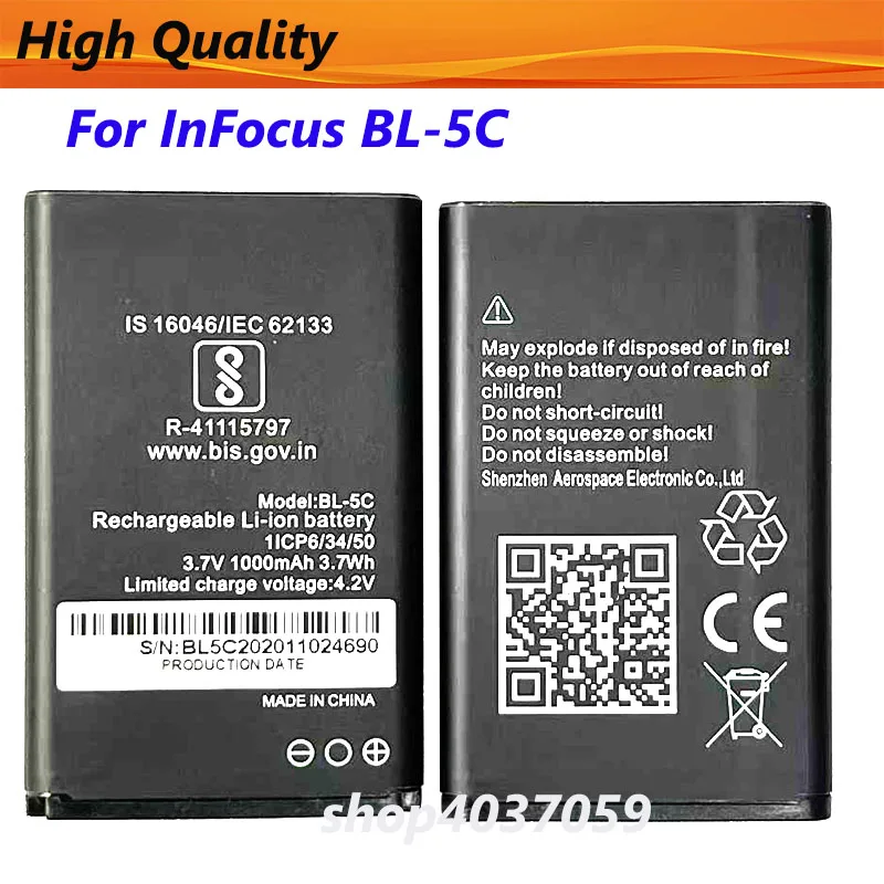 

BL-5C 3.7V 1000mAh Battery For InFocus BL-5C mobile phone battery