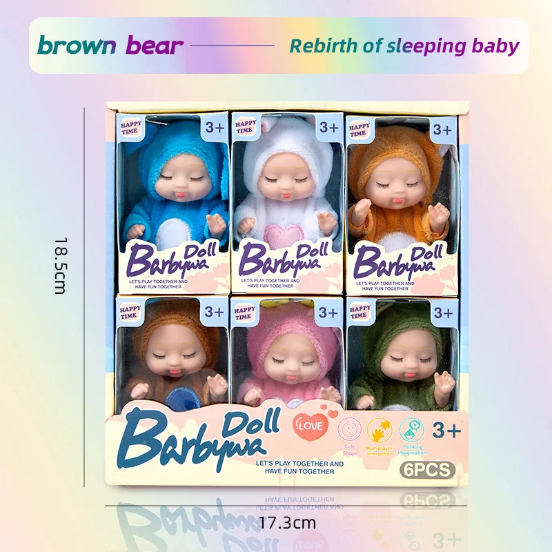 6pcs/set Mini Sleeping Mini Reborn Dolls Children Cute Baby Dolls Boys Girls Reborn Adorable Toys Simulation Princess Toy