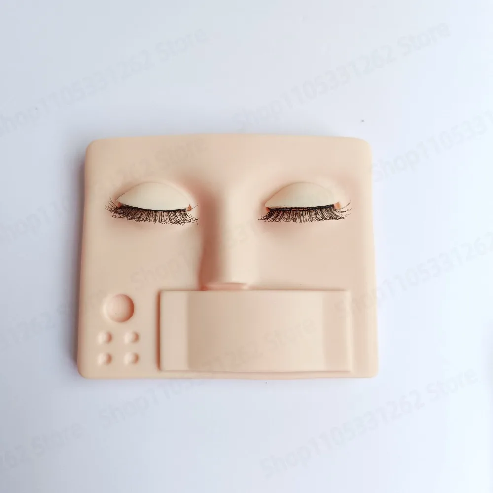 Removable Eyelash Grafting Practice Head, Beauty Makeup Tattoo Training Mannequin with Double Layer Messy Hair