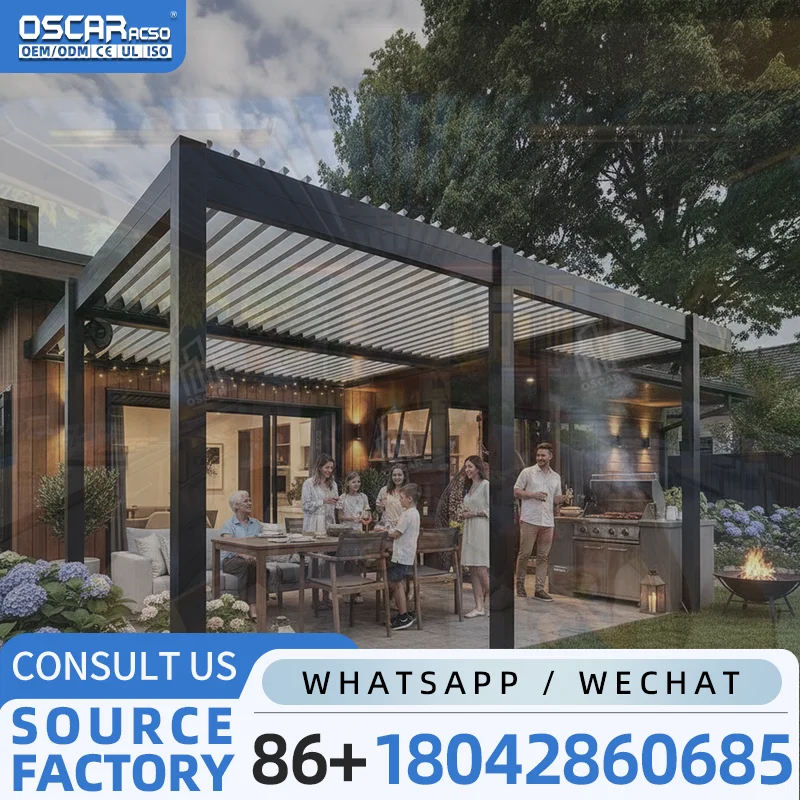 Modern Bioclimatic Custom Aluminium 6x4 Manual Remote Controlled Sun Shade Outdoor Pergola for Garden Patio Backyard pergola