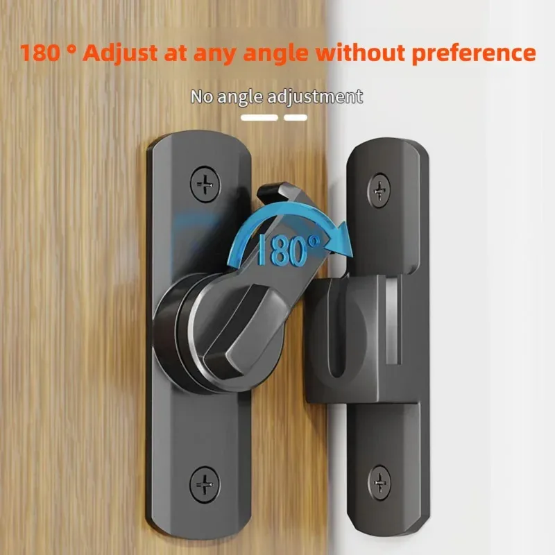 مزلاج بولت بدون حفر وقفل باب منزلق - مثبت على السطح للحمام/الفندق/مثبت باب مضاد للسرقة #3