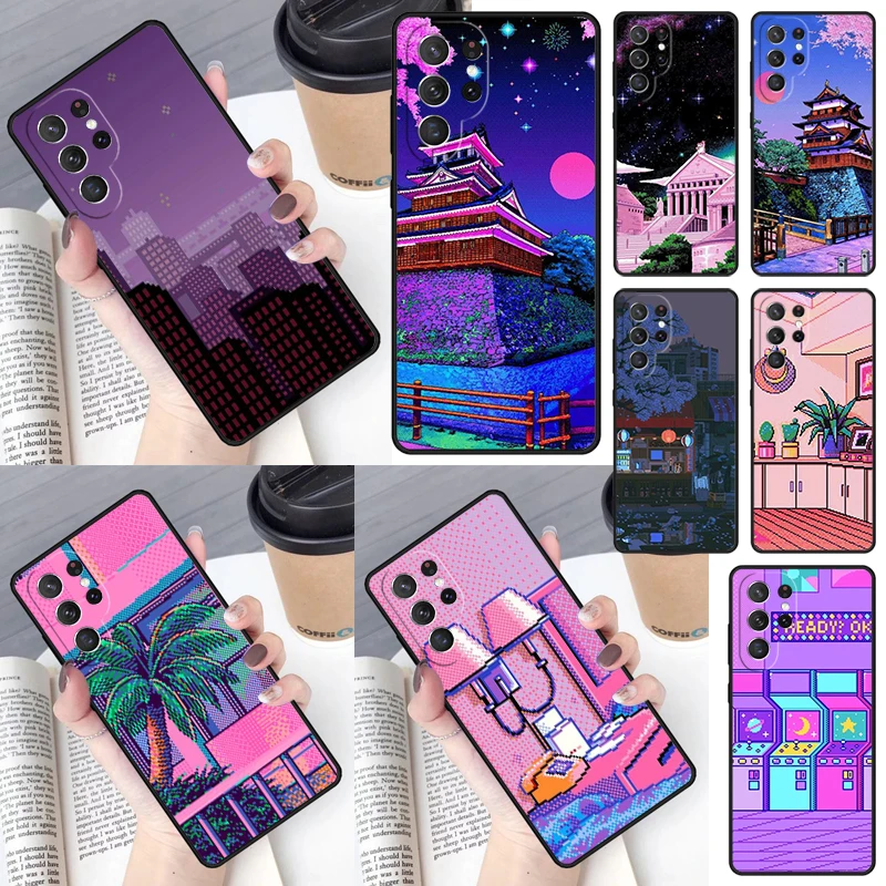 Pixel Art Aesthetic Phone Case for Samsung Galaxy S26 Ultra S25 S24 S23 S22 S21 S20 Note10 Plus FE Cover