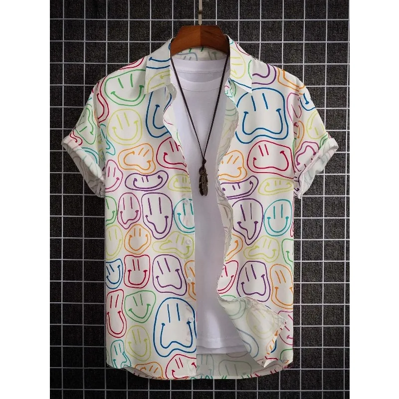 

Summer Leisure Short Sleeve Top Holiday Clothing New Fashion Print Shirt Men's Seaside Quick Dry