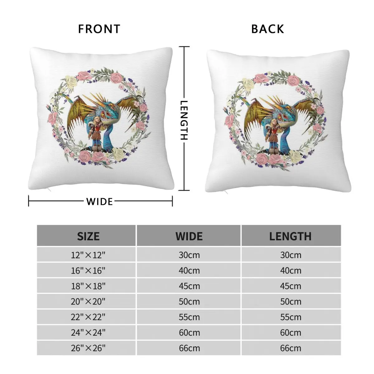 Astrid & Stormfly Flowers Square Pillowcase Polyester Linen Velvet Printed Zip Decorative Pillow Case Bed Cushion Cover