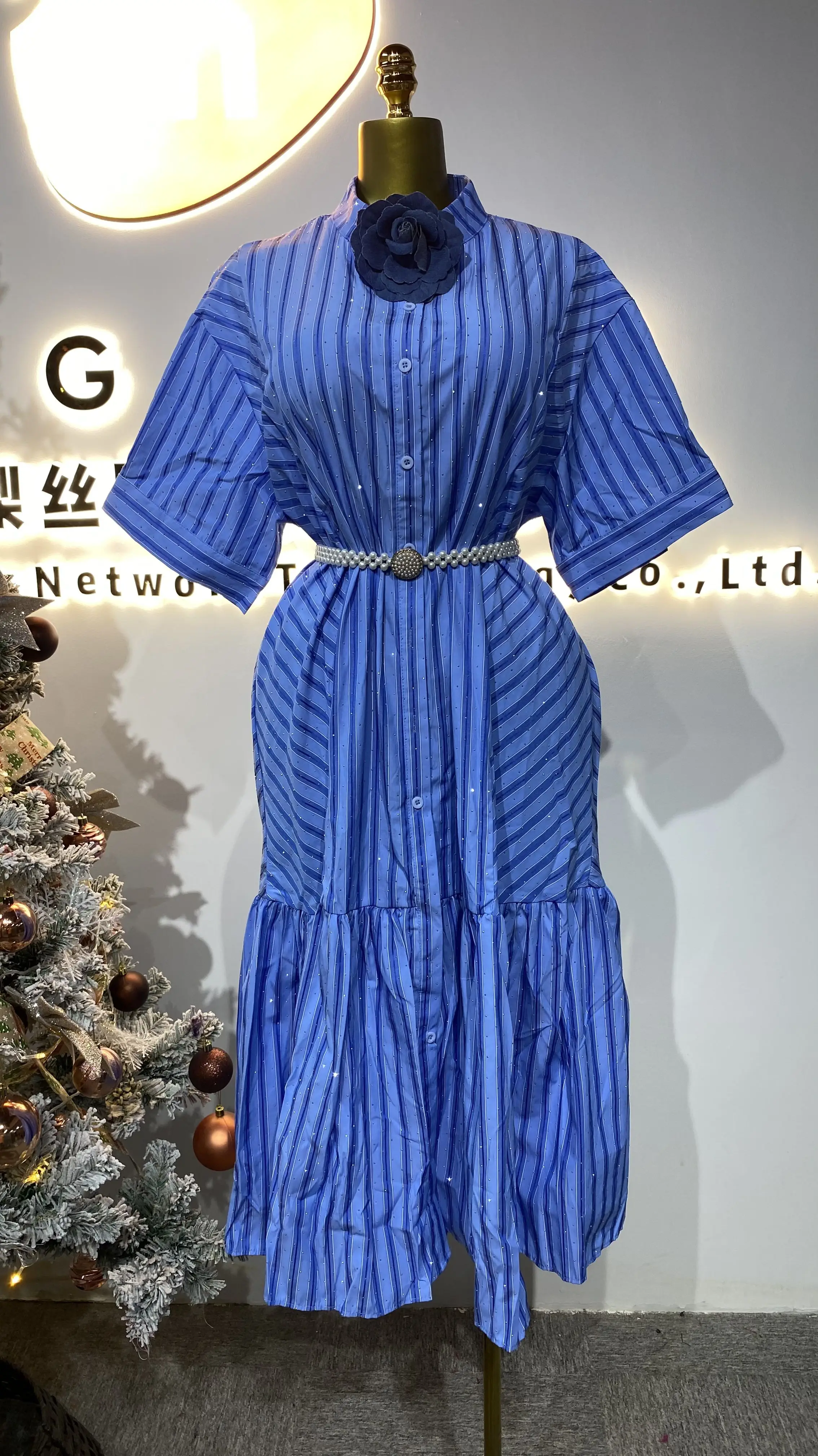 

Summer women's fashion casual style sleeveless dress pleated skirt plus size maxi dress-GZMM163