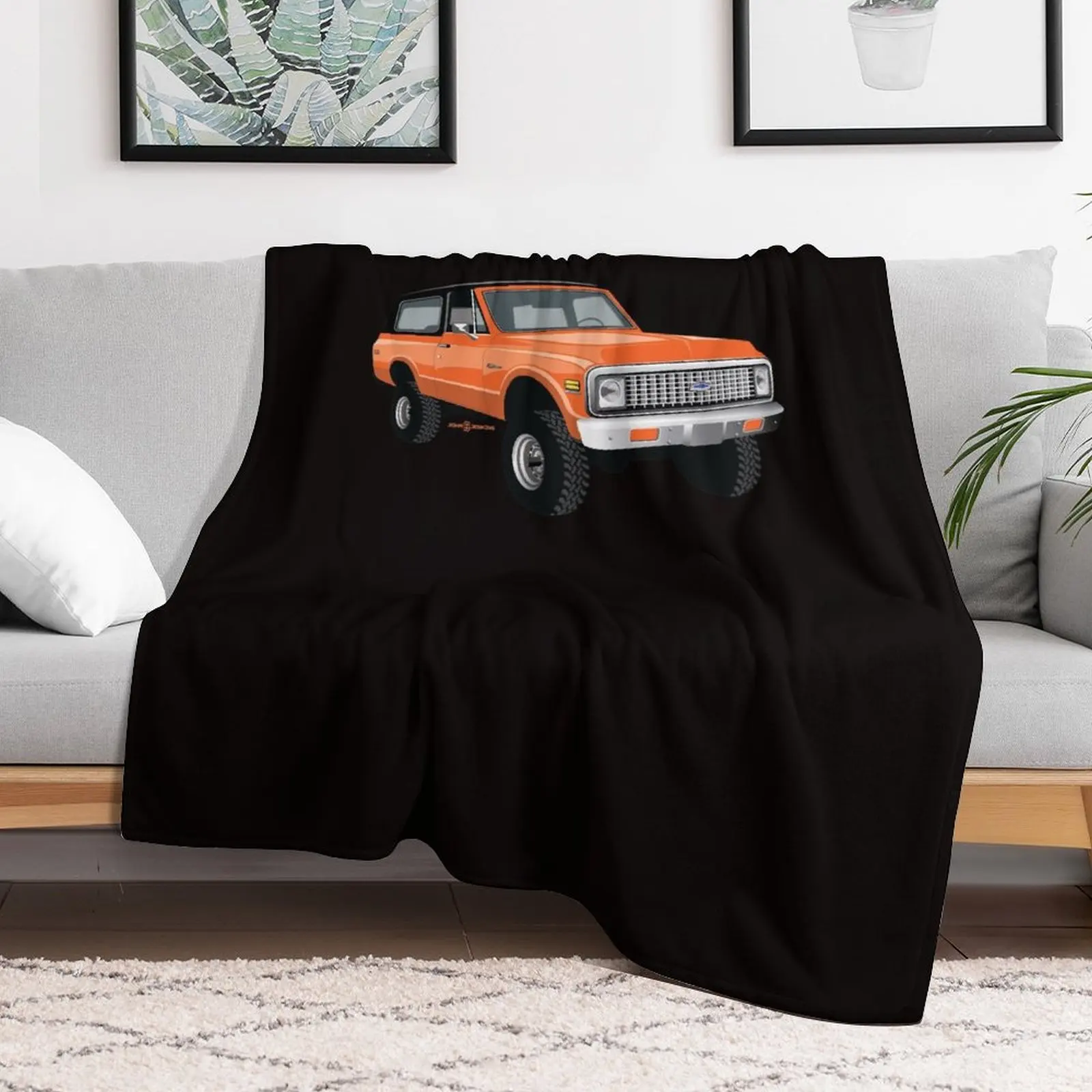 1971 K5 Blazer Orange Throw Blanket Flannels for babies Blankets image 4