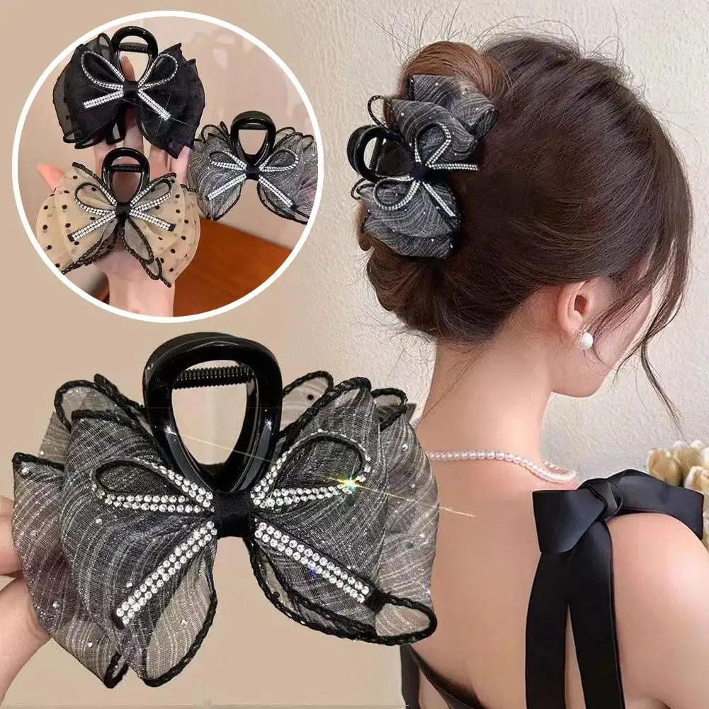 Haarspange mit Schleife, gepunktetes Netz, Blasenstruktur, hochwertiges Greifen, leicht, sichere Passform für Hochzeit, Party, Datum