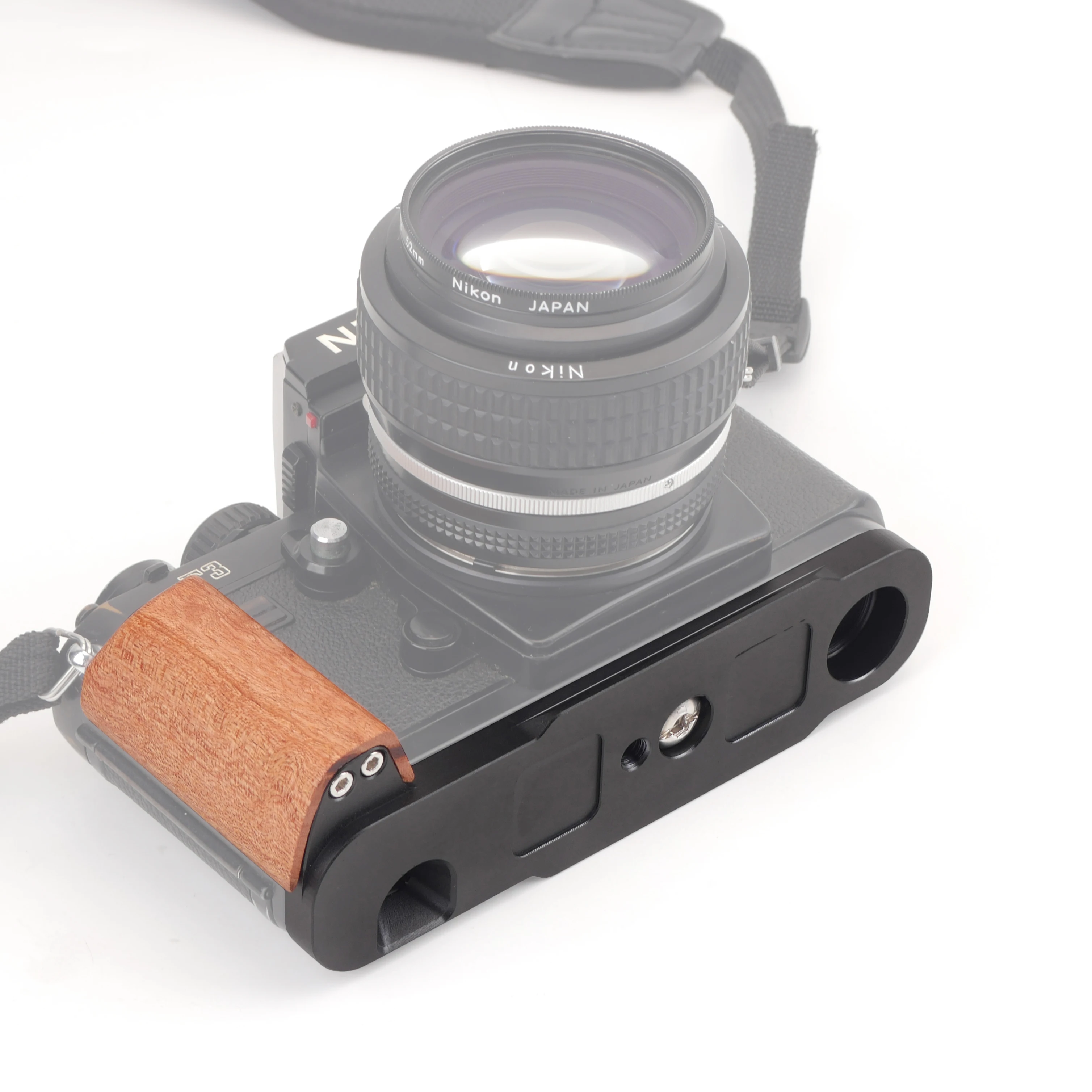 Placa base de madeira em forma de L VLOGMAGIC para câmeras de filme Nikon F3 F3HP F3T F3AF