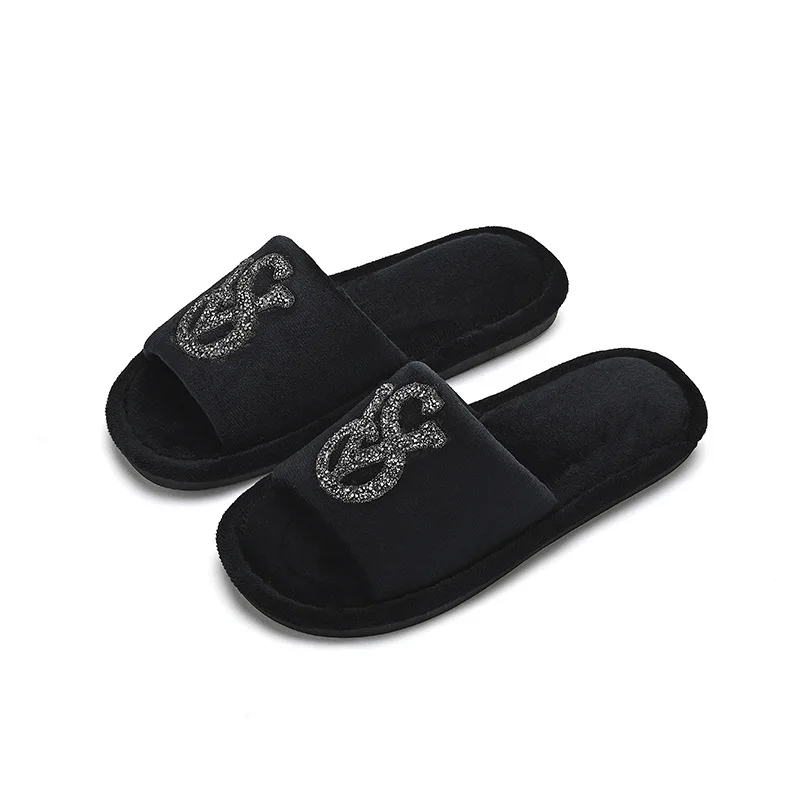 Casual Fluffy Slippers Women Home Flats Designer Shoes Girls Fashion Popular Cotton Open Toe Platform Slides House Chic Elegant