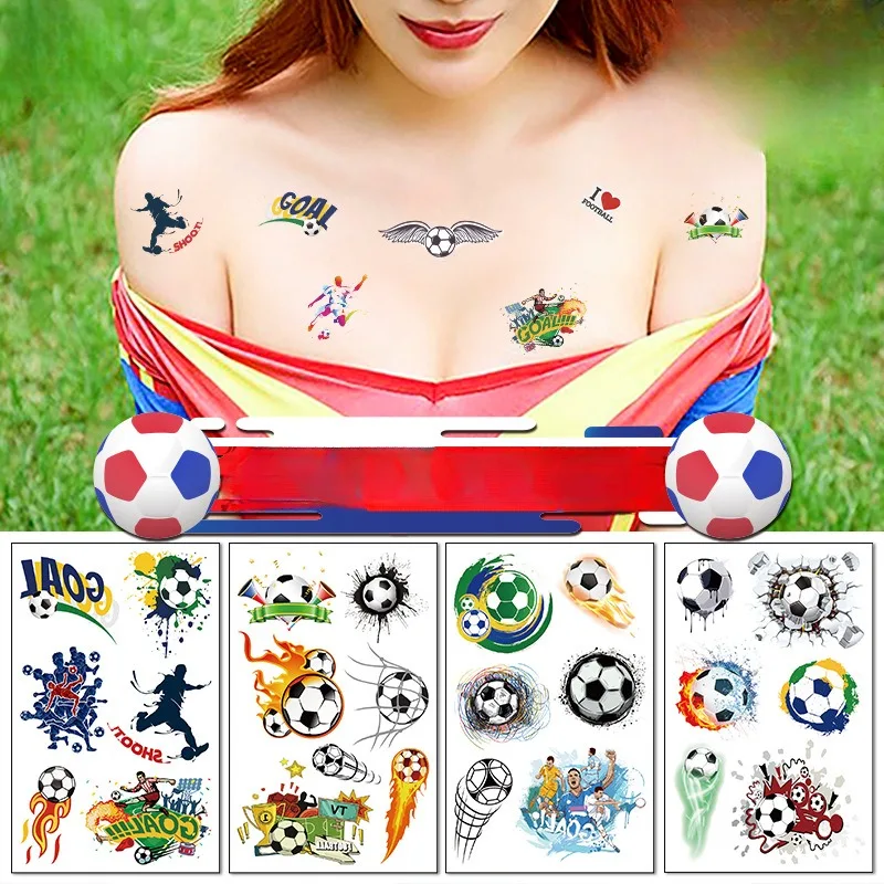 

10pcs Adult Kids Temporary Tattoos Football Soccer Fan Fake Tattoo Sticker Tatoo Waterproof Tatto Hand Arm Foot For Child Boy