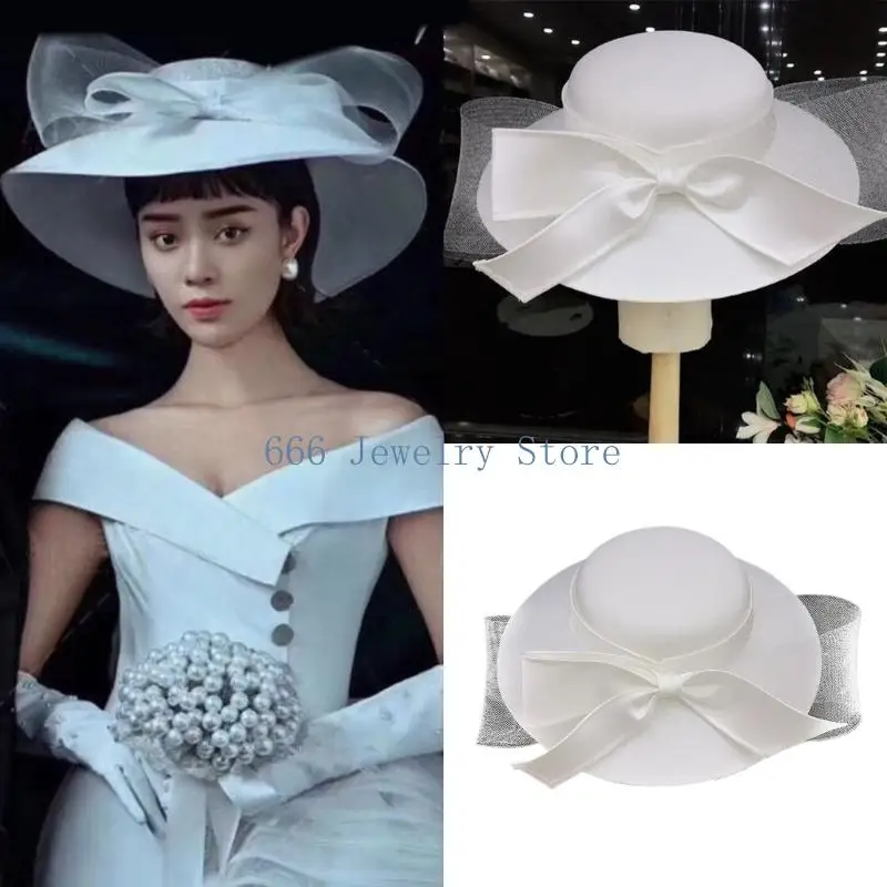 Chapéu clássico véu casamento F2TD Chapéu vitoriano acrílico leve perfeito para noivas