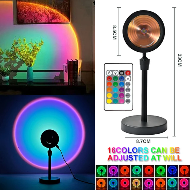 

USB Sunset Rainbow Projector Night Lights, Bedside Table Lamp, Valentines Day Gift, Bedroom Lamps, Bar Coffee, LED Atmosphere Li