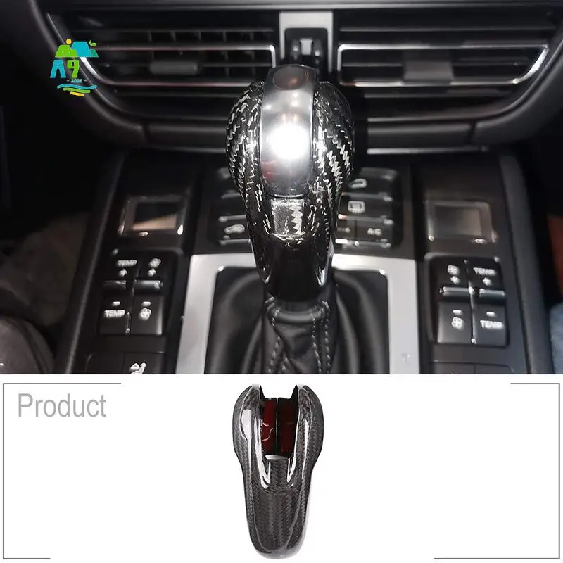 

A09E-Real Carbon Fiber Gear Shift Knob Head Cover Trim Fit For Macan 2014-2020 S GTS Panamera 2014-2016 718 2016-2019