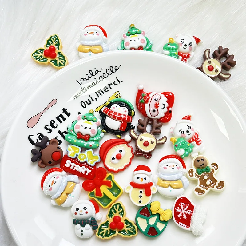 

5 шт., рождественские аксессуары из смолы с героями мультфильмов, декоративная заколка для волос, повязка на голову, материал, сумка, подарочная коробка со снеговиком, чехол для мобильного телефона «сделай сам», смола