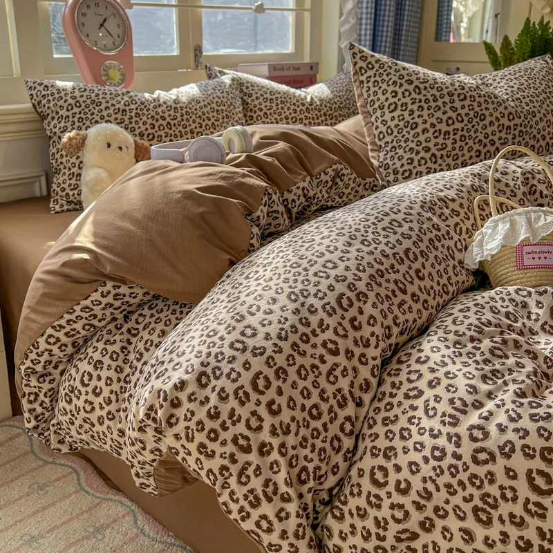 Funda nórdica con estampado de leopardo, tamaño individual/Queen/King, cómoda y agradable para la piel, funda nórdica, funda nórdica 150 cama