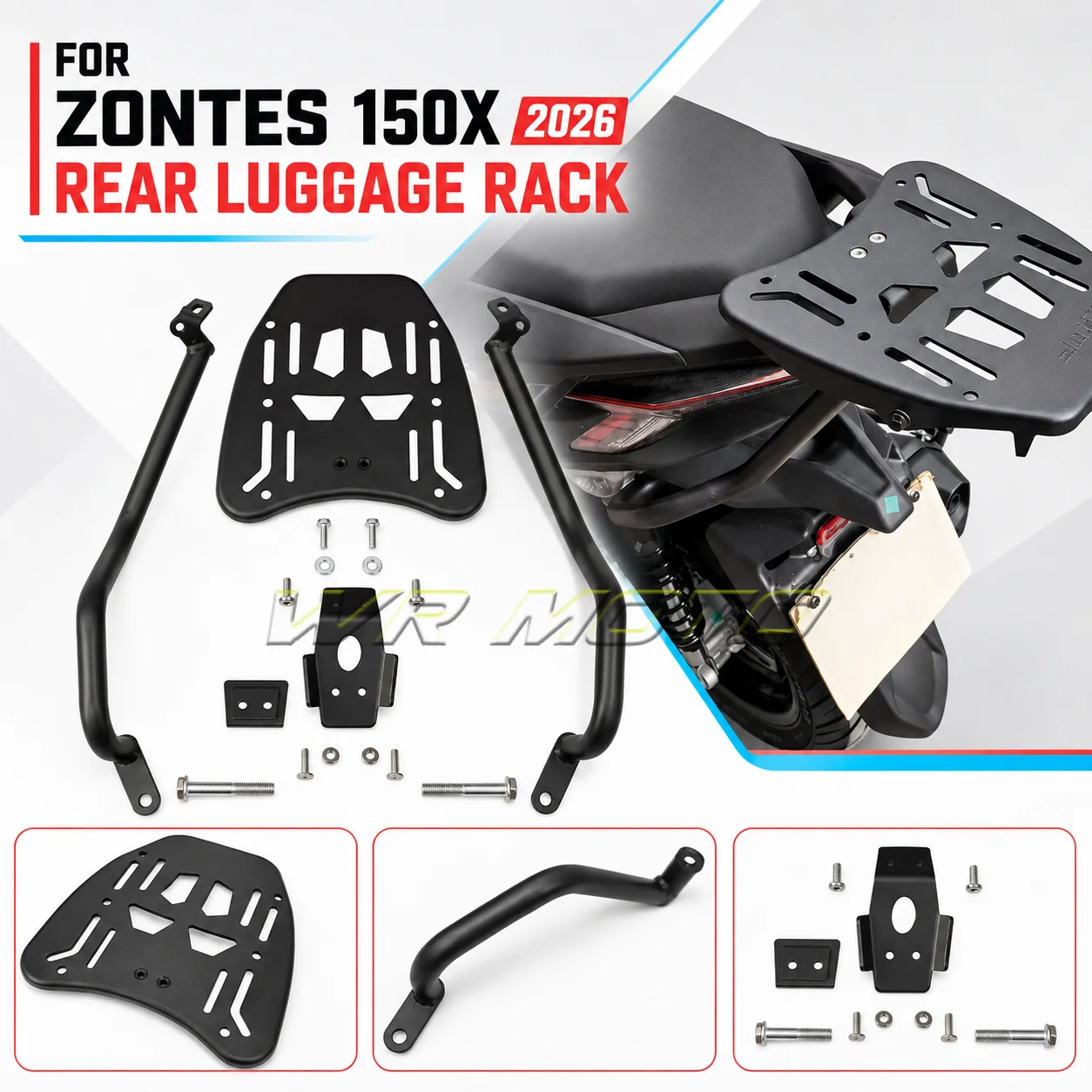 Carbon‑Steel Reinforced Rear Luggage Rack Trunk Bracket Tail Carrier Fit For ZONTES 150X Scooter Mod Accessories
