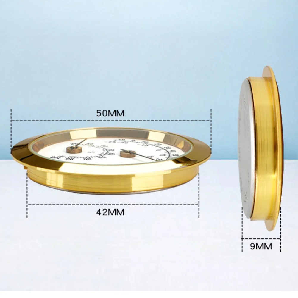Mechanical Thermometer Hygrometer 5cm Alloy Gold Silver For Home Wardrobe Humidity Temperature Monitor Gauge