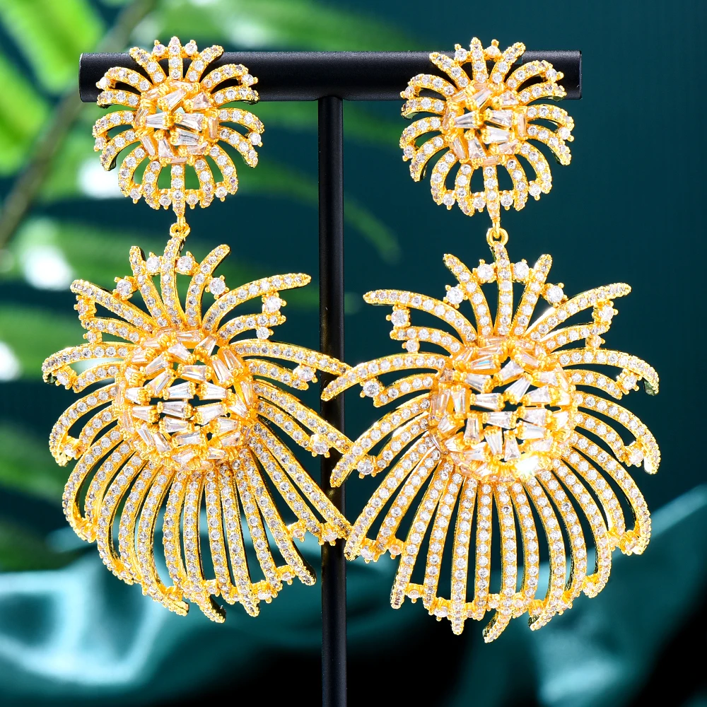 GODKI New Trendy Fireworks Ball Nigerian Earring For Women Wedding Party Indian Dubai Bridal Jewelry boucle d'oreille femme Gift