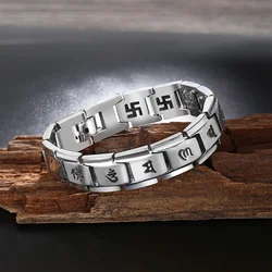 The Six Syllable Mantra Prajnaparamita Heart Sutra Bracelet For Men Jewelry Vintage Chain Bracelet Male Hand Accessories