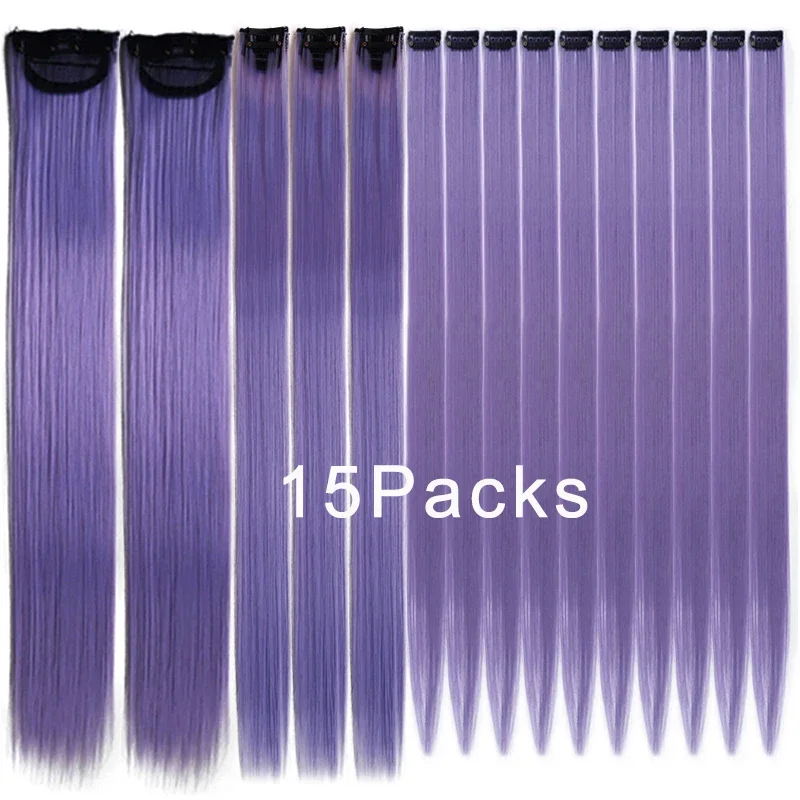 

Straight Hair Synthetic Extensions 13 Pcs Clip in Hairpieces 22 Inch Hightlight Colorful Hair for Women Party Cosplay Gifts