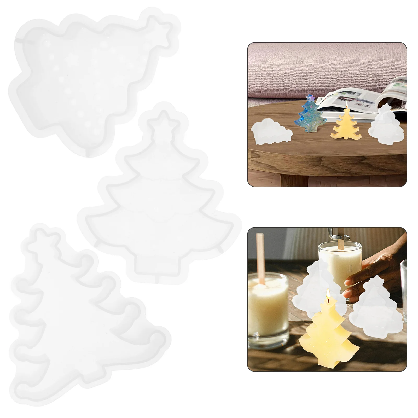 

3Pcs Silicone Mold Christmas Tree Holder High Heat Resistant DIY Holder Casting Mold Silicone Casting Molds
