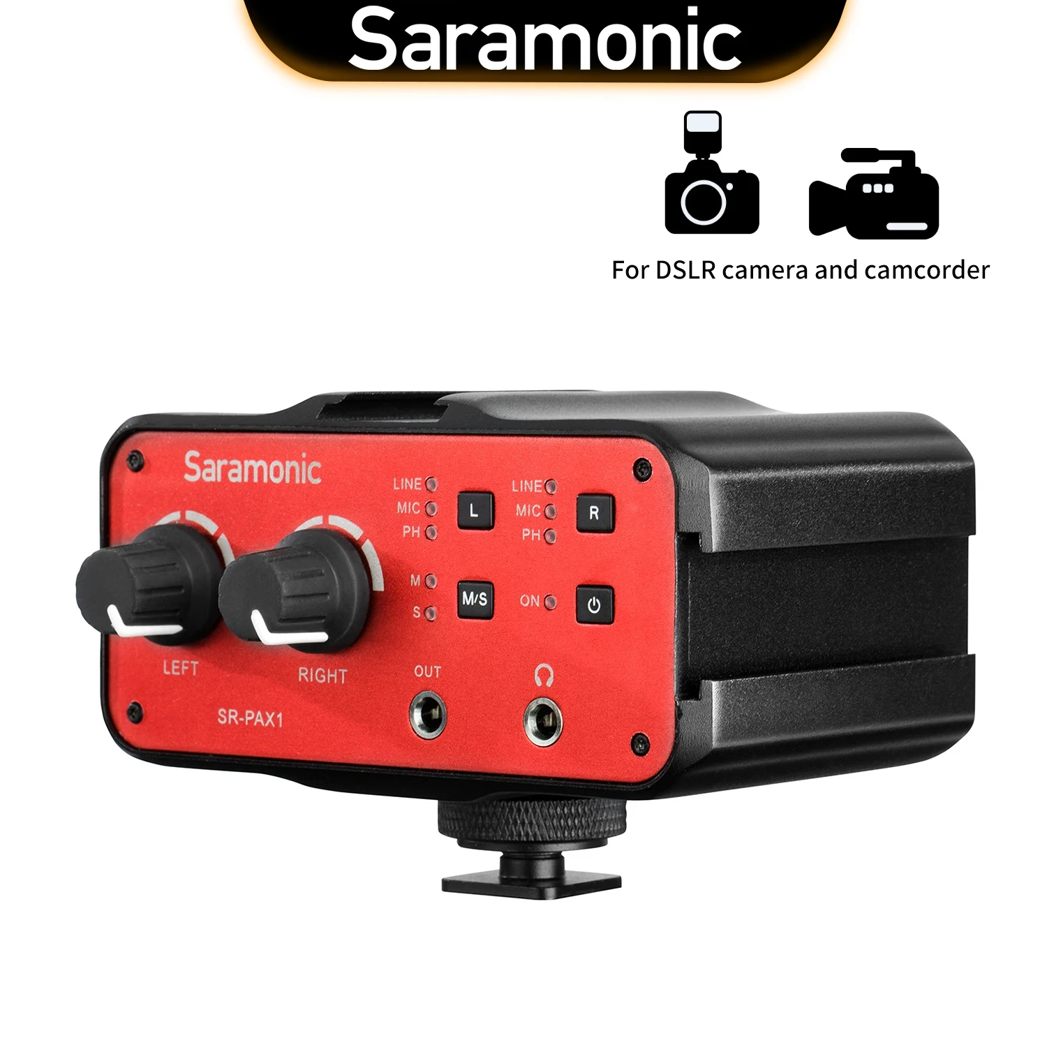 Saramonic SR-PAX1 2-Channel Audio Mixer with Phantom Power Dual XLR 6.3 & 3.5mm Inputs for DSLR Cameras Mirrorless Camcorder