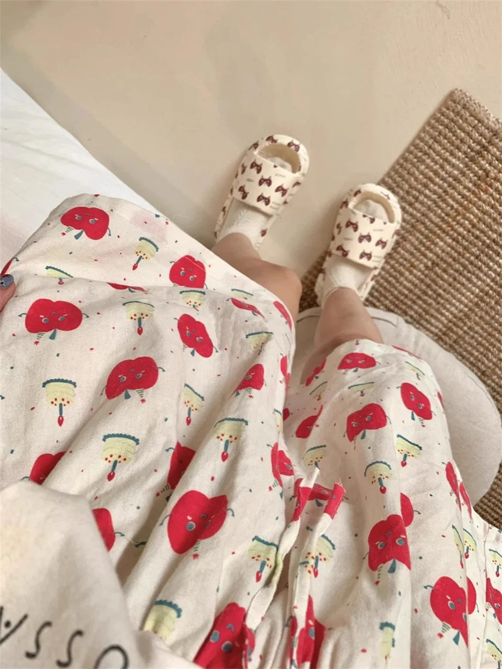 

Брюки Sp с милым принтом, повседневные свободные домашние брюки с высокой талией, носимые на открытом воздухе, летние новые брюки больших размеров, orts