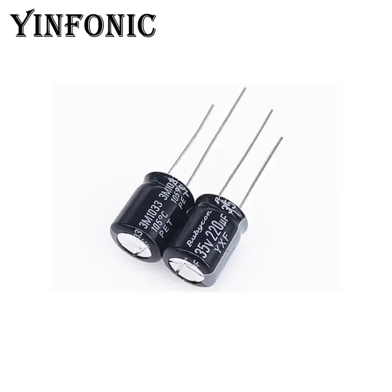 10 Stück/100 Stück Rubycon YXF-Serie 35 V 220 uF 10 x 12,5 mm Hochfrequenz-220 uF/35 V Aluminium-Elektrolytkondensatoren