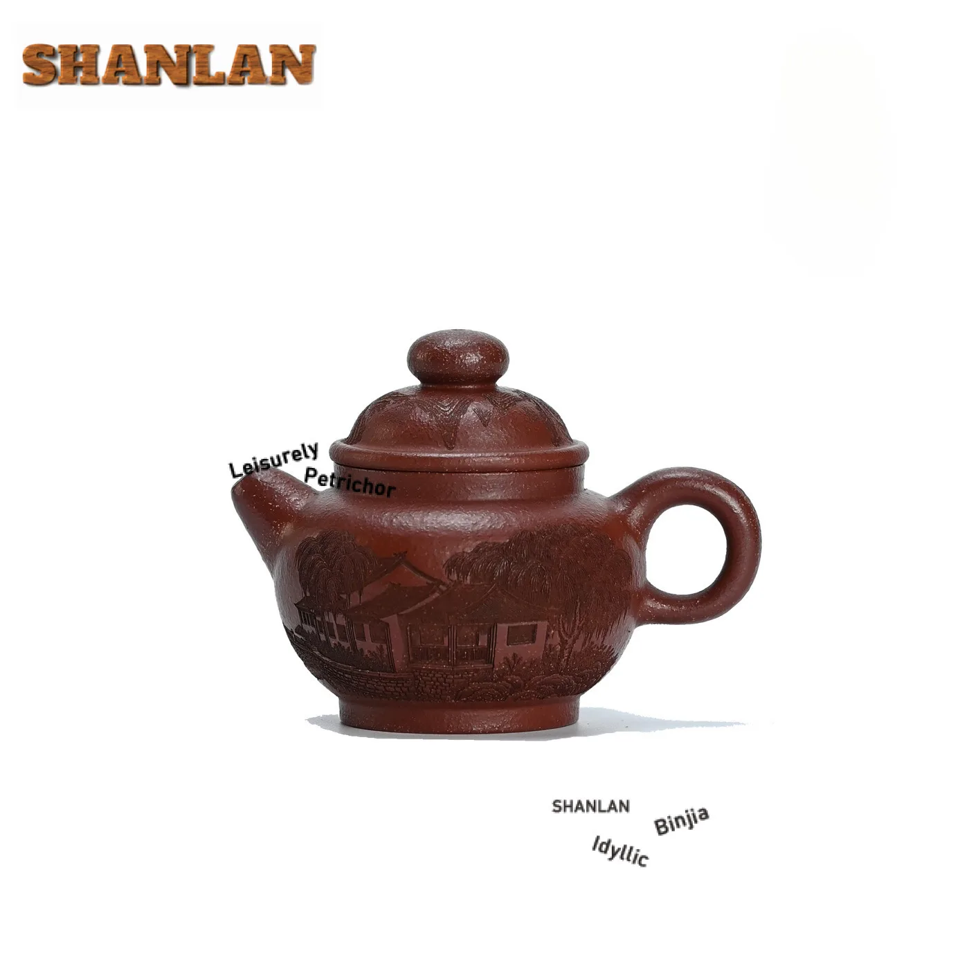 

120ml Retro Yixing Purple Clay Teapots Handmade Carving Landscape Small Pot Raw Ore Downhill Mud Kettle Chinese Zisha Tea Set