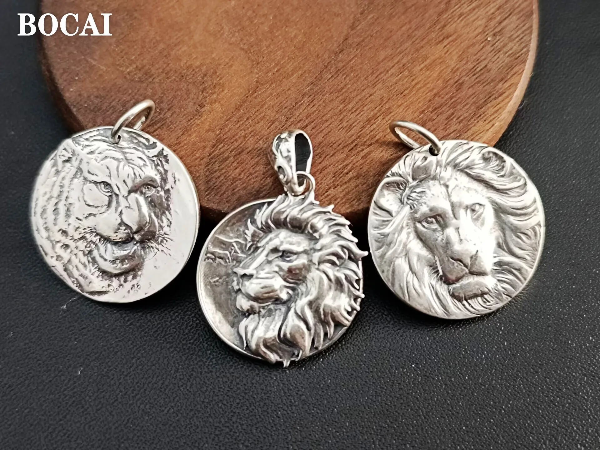 BOCAI New Original S925 Silver Lion King Man Pendant Three-Dimensional Deep Relief Punk Rock Street Trend Jewelry Accessories