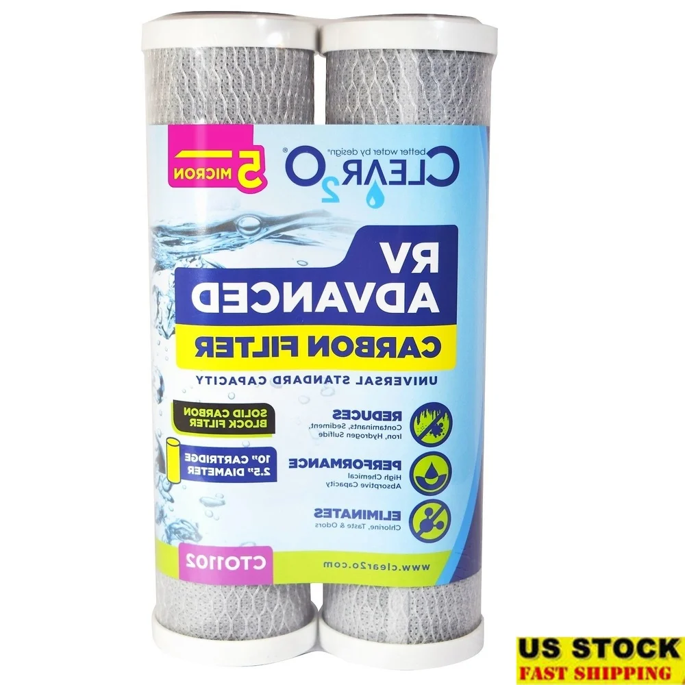

Универсальный угольный фильтр, 5 микрон, 10 x 2,5 дюйма, 2 упаковки, уменьшает запахи хлора тяжелых металлов, улучшает качество воды, простая установка