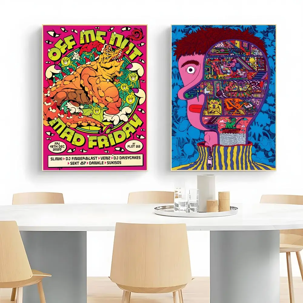 Retro Abstract Psychedelic Art k-Killer A-Acid Poster Wall Art Print Poster Decorative Mural Home Decor Gift Unframed