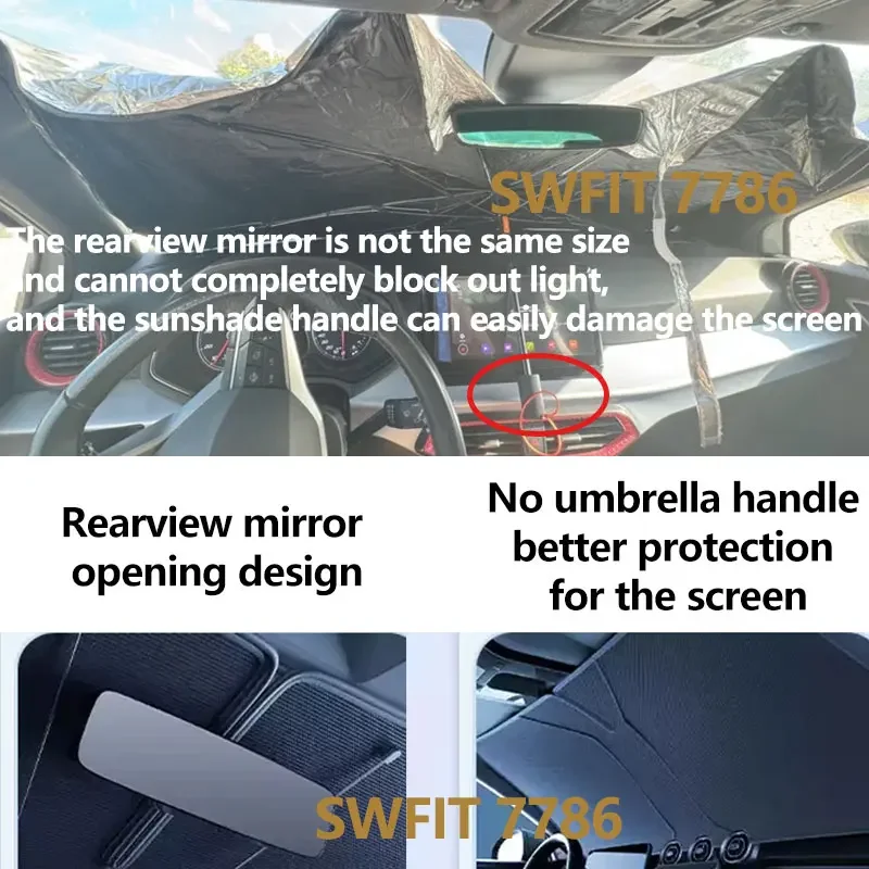 أسود فضي الجبهة الشمس قناع ل الذكية 1 2025 2024 2023 2022 اكسسوارات نافذة الظل العزل الحراري حماية ظلة أجزاء #3