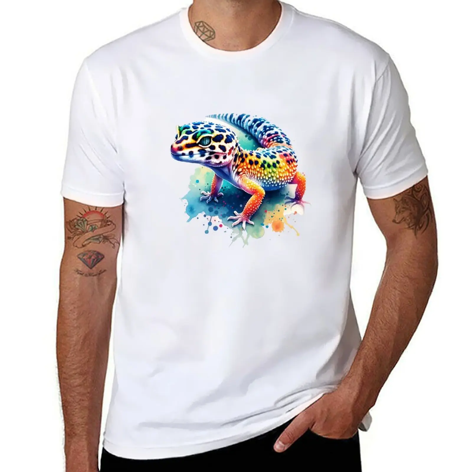 

Watercolor Leopard Gecko T-Shirt sports fans baggy shirts graphic shirts black t shirts for men