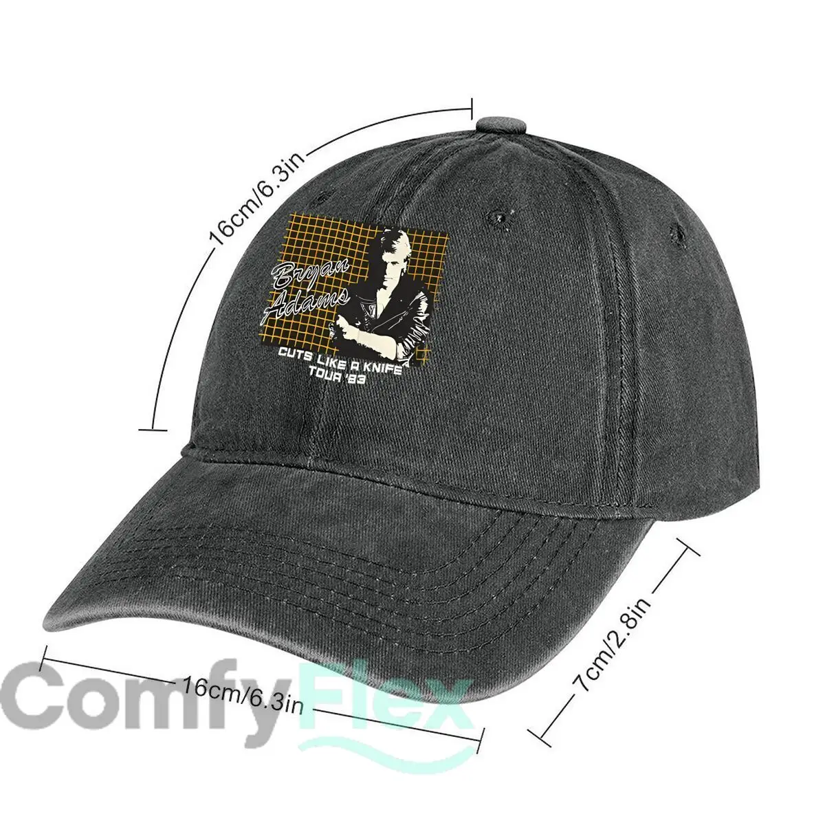 جولة بريان آدامز '83 قبعة بيسبول عصرية مغسولة للأنشطة الخارجية #2