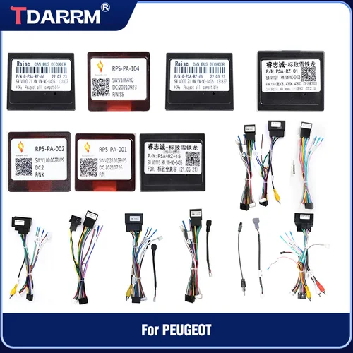 Para PEUGEOT 301/308/308S/3008/408/508/307/607/407/207/206/C2 adaptador de arnés de cableado de coche decodificador Canbus Cable de alimentación de Radio Android