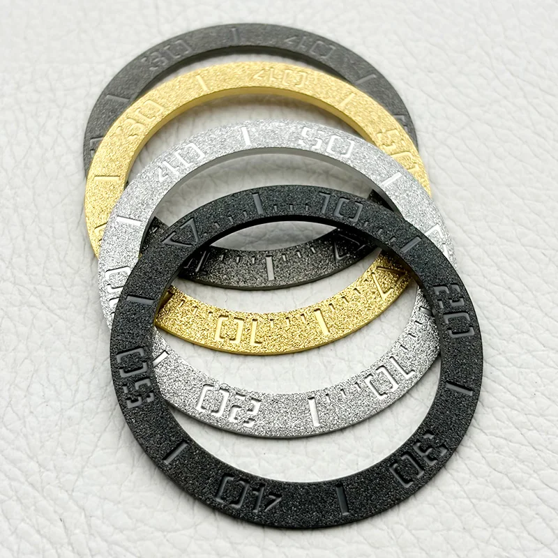 Grit Nail Sand Effect Mod Stainless Steel 41x32mm Samurai Bezel Insert Ring Fits King Samurai Series Watch Case Spare Parts