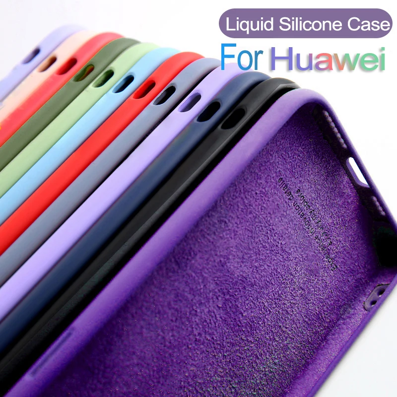 Liquid Silicone Case For Huawei P30 Lite P60 P50 P40 P20 P10 Pro Mate 20 30 Pro Y9 Prime 2019 Soft Shockproof Full Cover Fundas