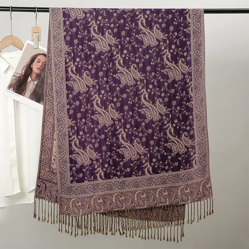 Tassel Blanket Design Paisley Jacquard Pashmina New Fashion Shawl Wrap Cashmere Scarf Women Neckerchief Poncho Hijab Stoles 2025