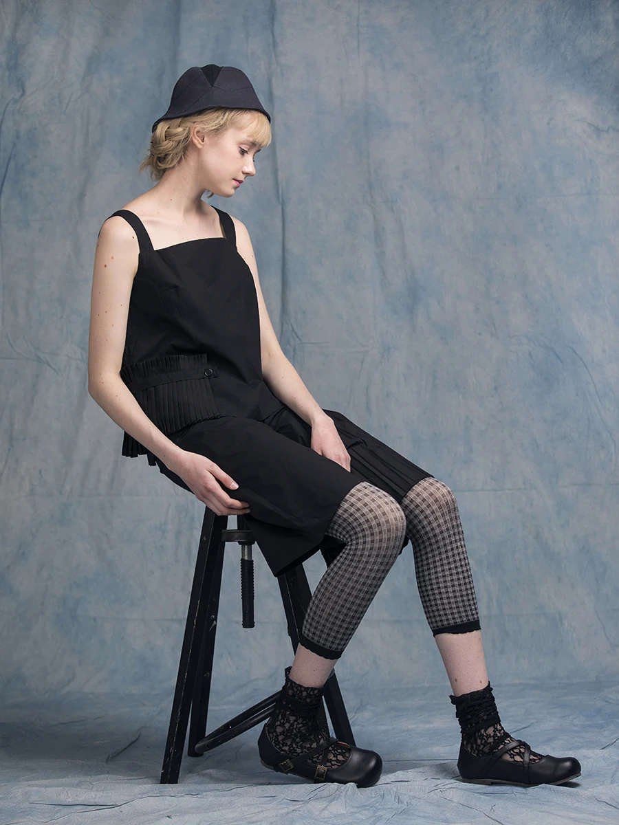 

Original ODD PSYCHE Bla Gored Skirt Spliced Cotton Csole Top Set Women's Commute Sle Straight Cut Lightweight...