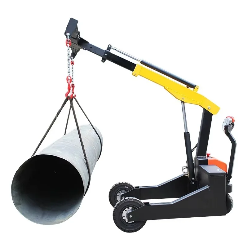 Hydraulic Motor & Pump Powered Telescopic Boom Floor Crane Mobile Pipe Lifter For Indoor/Outdoor Use