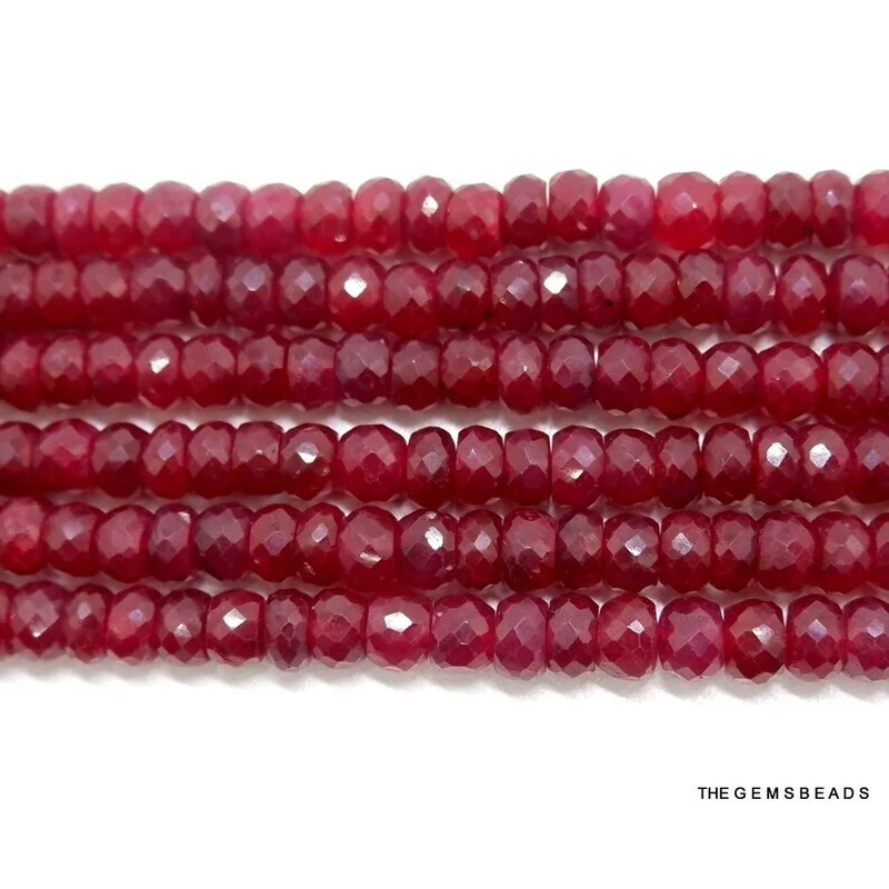 Natural Faceted Ruby , Pigeon Blood Red 4-5mm , 9 Pcs of Beads.