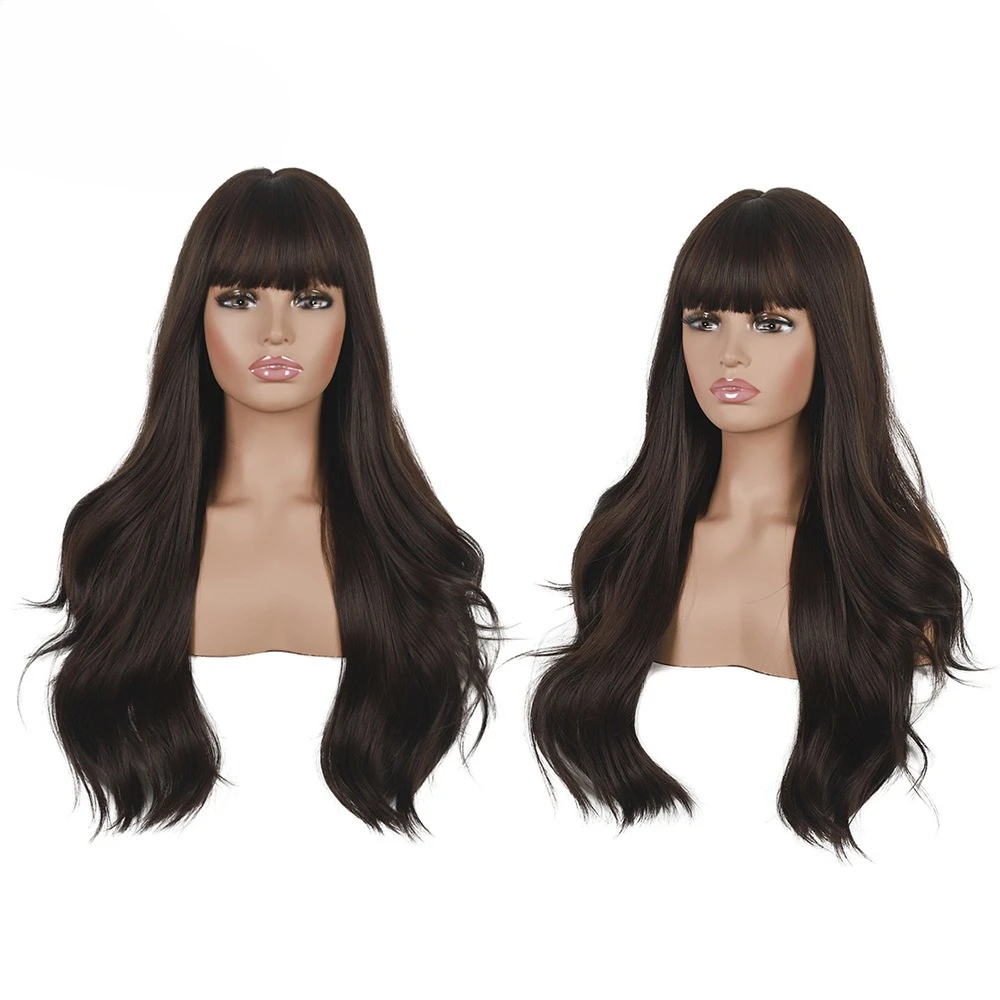 

Chemical fiber wig European and American fashion women's wig Qi bangs long curly hair big wave wig cover