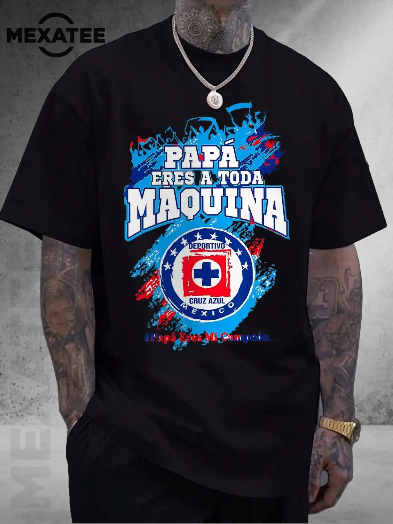 

DEPORTIVO CRUZ AZUL T-Shirt - 100% Cotton, Men's Summer Casual Black Tee
