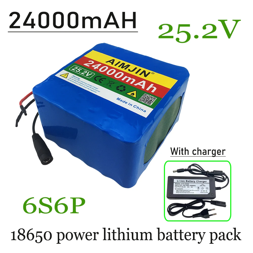 

6S6P 25.2V 24000mAh large capacity 18650 lithium battery BMS power battery pack+Charger