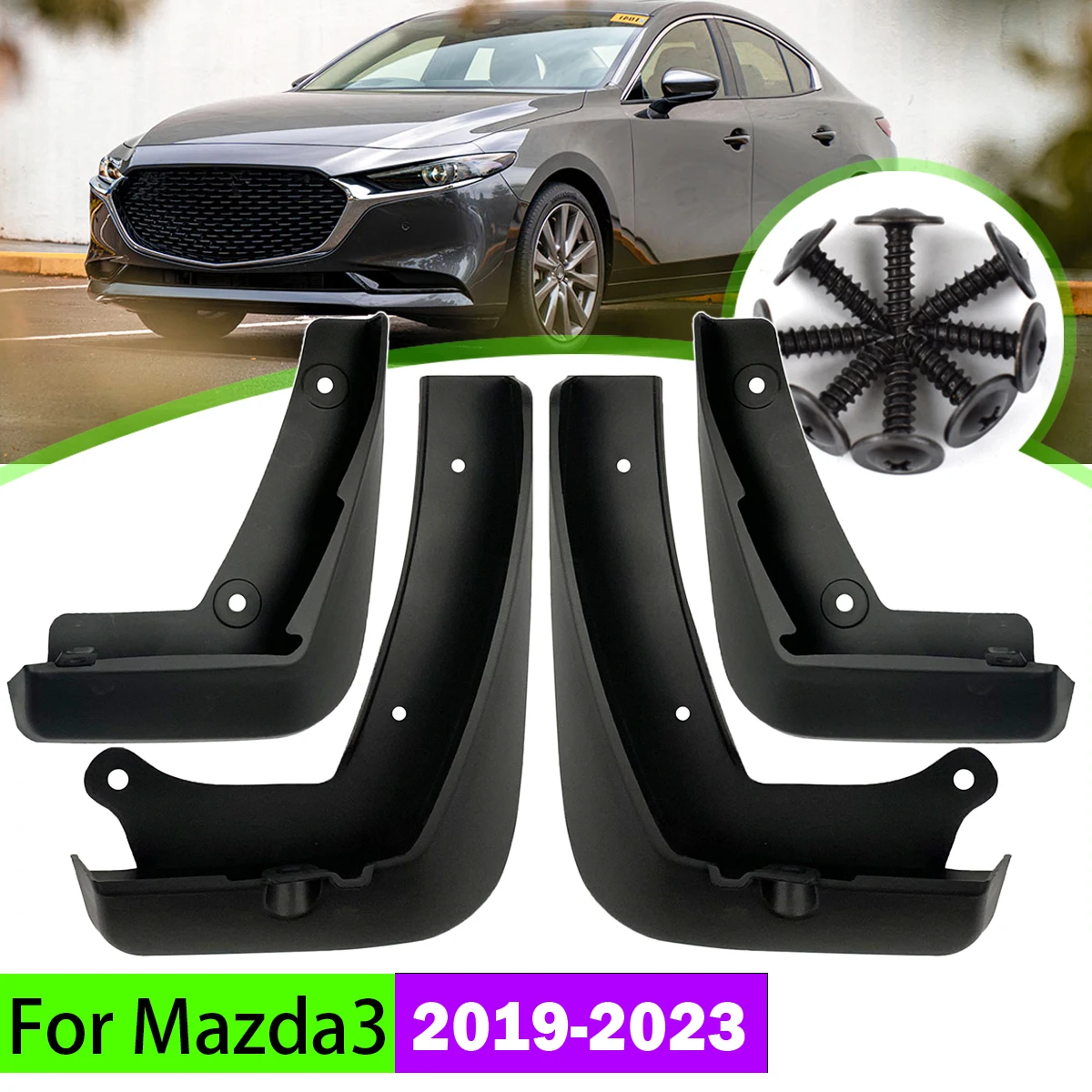 4x For Mazda 3 BP 4door Sedan 2019 - 2023 Car Mud Flaps Splash Guards Mudguards Front Rear Fender Protector Cover 2021 2022 2020