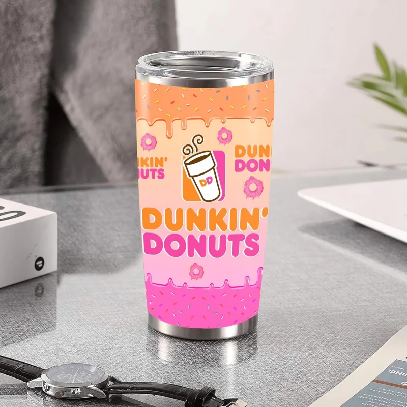 Insulated Tumbler Stainless Steel Dunkin Coffee Donuts Friend Vacuum Mug Travel Cup Tea Bottle With Lid Family 20 Oz