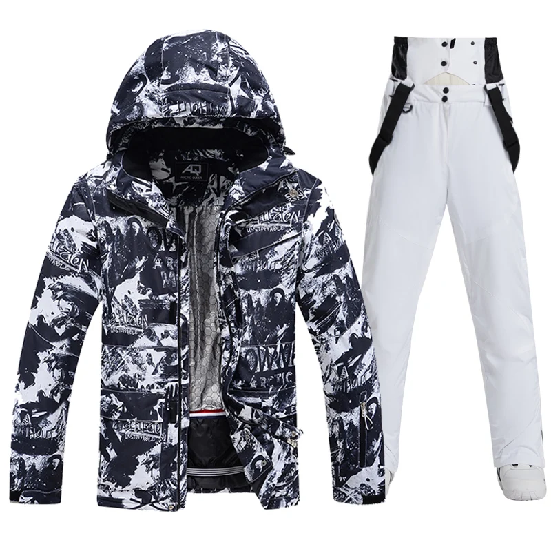 メンズ断熱スキージャケットとパンツ防水フード付き暖かい服アウトドアスノーボード高品質冬